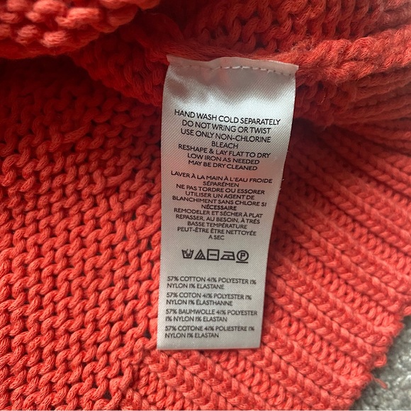 🎉❤️Anthropologie Maeve Pippa Mock Neck Sweater, Women’s Size SM, Coral/Cream - Picture 6 of 6